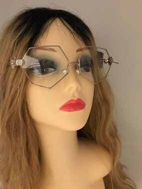 Y2K Viral Octagon Sunglasses Rose Gold Rimless Pearl Aesthetic Clean Girl Shades